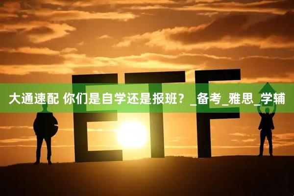 大通速配 你们是自学还是报班？_备考_雅思_学辅